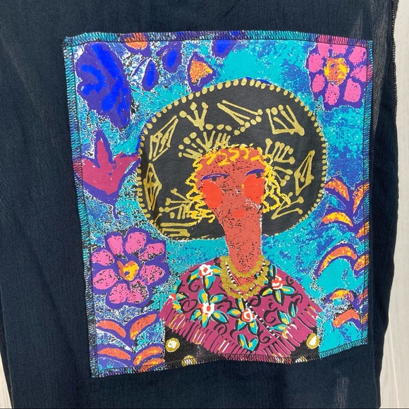 Vintage ‘Art-to-Wear’ Fern Bratten Multicolor Eclectic Pattern Vest Size 18/XL - Picture 3 of 10